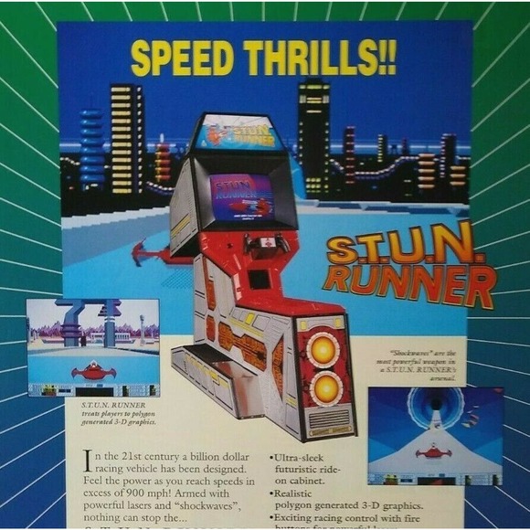 Stun Runner Arcade Flyer Atari Original 1989 Video Game Art Promo 8.5" x 11" - Picture 1 of 3
